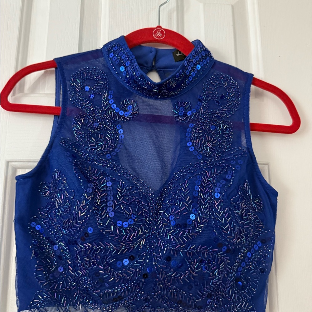 Love Reign Blue Sequin Embellished Sleeveless Blouse